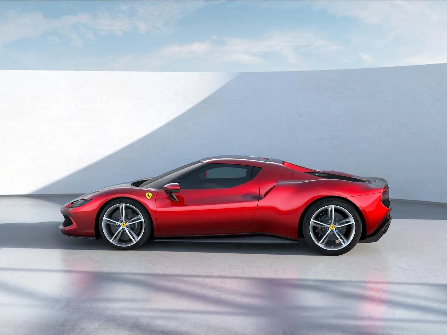 Ferrari 296 GTB red rear overhead view