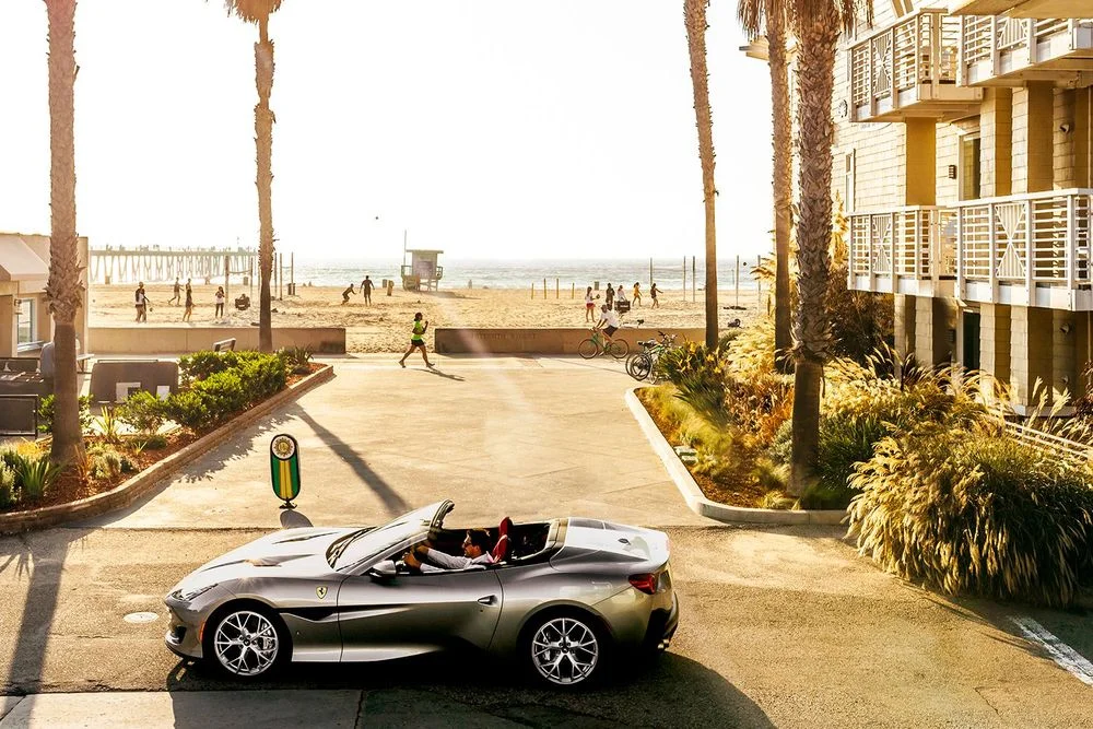 Ferrari Portofino near the California coast