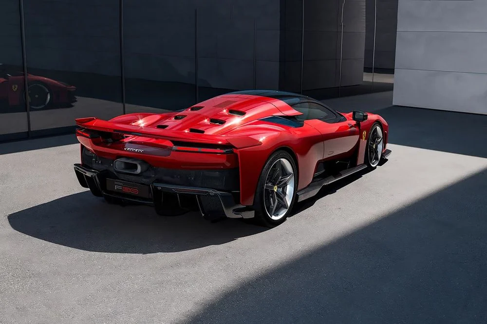 Ferrari F80 red rear three-quarter view