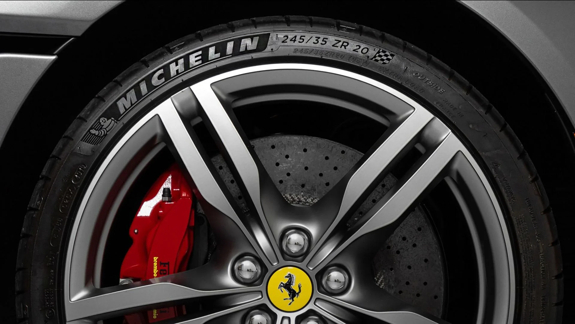 Ferrari performance tire and carbon-ceramic brake
