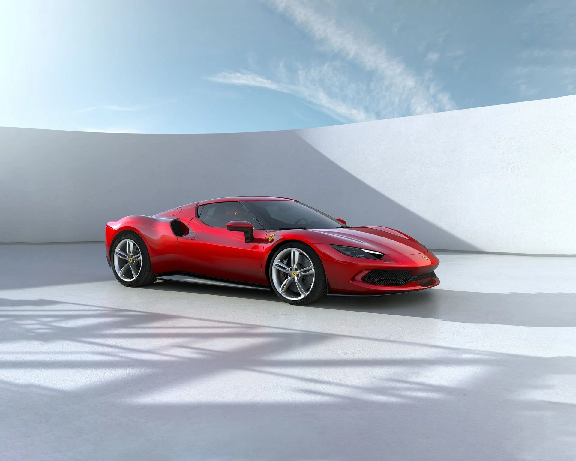 Ferrari 296 GTB red front three-quarter view